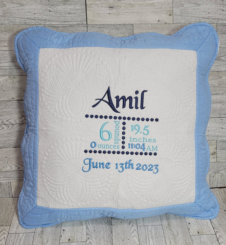 Baby Birth Announcement Heirloom pillow