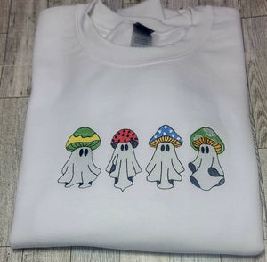 Halloween Crewneck, Ghost Halloween Crewneck, Ghost with Mushroom crewneck