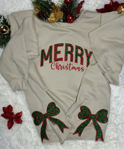 Christmas crewneck sweatshirt, Merry christmas crewneck, side bow crewneck