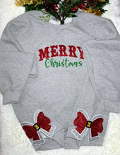 Load image into Gallery viewer, Christmas crewneck sweatshirt, Merrychristmas crewneck, side bow crewneck