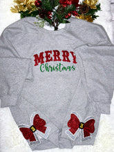 Load image into Gallery viewer, Christmas crewneck sweatshirt, Merrychristmas crewneck, side bow crewneck