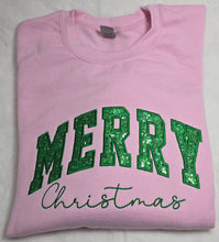 Load image into Gallery viewer, Christmas Embroidered Crewneck, Merry Christmas Sweatshirt, Sequin Embroidered Crewneck