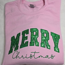 Load image into Gallery viewer, Christmas Embroidered Crewneck, Merry Christmas Sweatshirt, Sequin Embroidered Crewneck