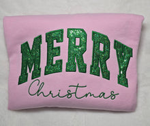 Load image into Gallery viewer, Christmas Embroidered Crewneck, Merry Christmas Sweatshirt, Sequin Embroidered Crewneck