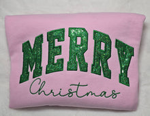 Load image into Gallery viewer, Christmas Embroidered Crewneck, Merry Christmas Sweatshirt, Sequin Embroidered Crewneck