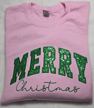 Load image into Gallery viewer, Christmas Embroidered Crewneck, Merry Christmas Sweatshirt, Sequin Embroidered Crewneck