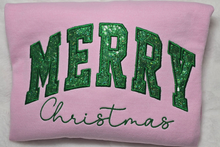 Load image into Gallery viewer, Christmas Embroidered Crewneck, Merry Christmas Sweatshirt, Sequin Embroidered Crewneck