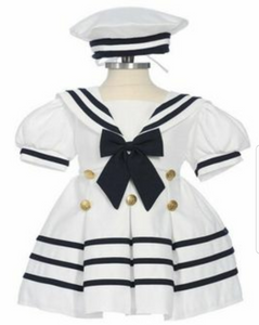 White Sailor Dress with Hat