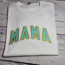 Load image into Gallery viewer, Mama Crewneck Sweatshirt/ Faux Chenille Font /Alphabeth letters