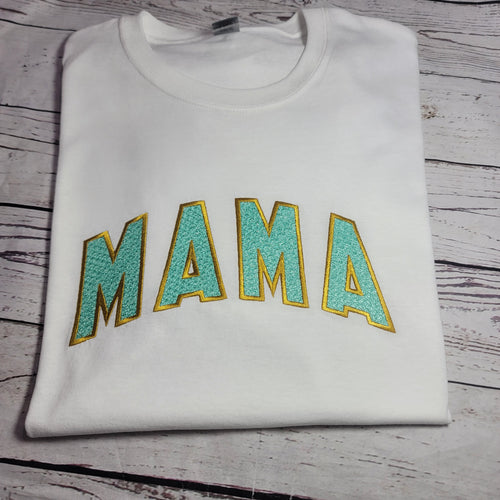 Mama Crewneck Sweatshirt/ Faux Chenille Font /Alphabeth letters