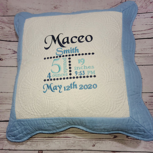 Heirloom Birth Announcement Pillow