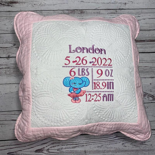 Baby Birth Announcement Heirloom pillow