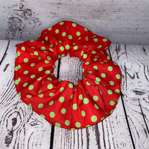 Red/Green Polka Dot Jumbo Scrunchie