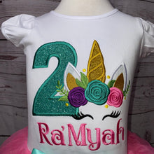 Load image into Gallery viewer, Unicorn Flowers Birthday Number Outfit