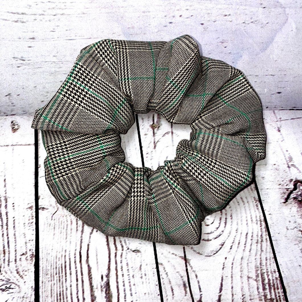 Teal Plaid Jumbo Scrunchie